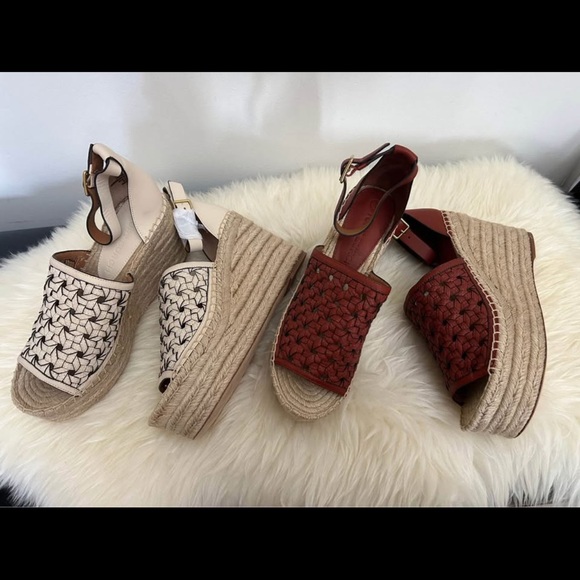 Tory Burch leather woven espadrille wedge sandals 8.5, 9.5, 10, 10.5 - Picture 3 of 7